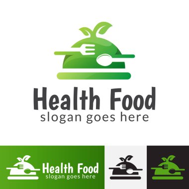 Sağlıklı gıda logosu, vegan gıda sembolü vektör şablonu