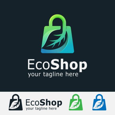 Eco Shop Logosu, Alışveriş logosu ve ekoloji, Basit logo, Dükkan Yeşil Rengi