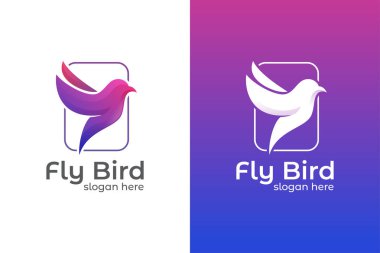 Soyut sinek logosu, güvercin, güzel hayvan sembolü simgesi