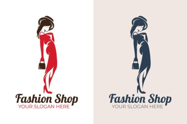 Zarif moda ve güzel kadın silueti logosu tasarımı