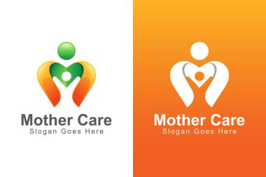 Modern renk anne bakım ve çocuk logosu. İnsanlar iş logosunu önemser