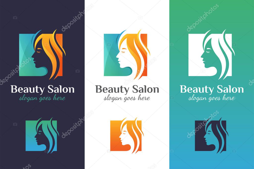 Woman hair salon gradient logo design