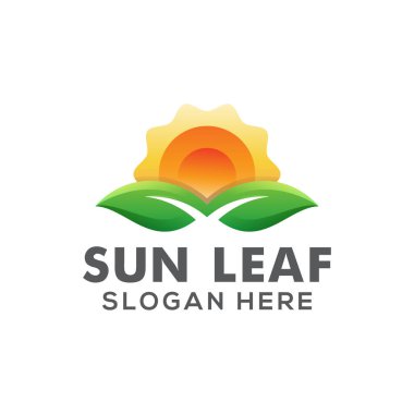 Güneş yaprağı doğal logo tasarım vektör şablonu