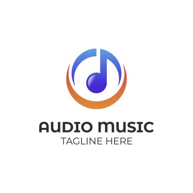 Gezegen müzik stüdyosu logo tasarım unsuru, küresel trend müzik simgesi tasarım vektörü şablonu