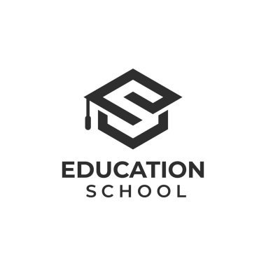 initial letter e, s for education school logo element with cap symbol icon. Online education logo design template clipart