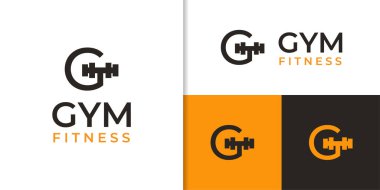 Spor salonu fitness logo vektör simgesi için ilk harf G