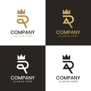 Crown Harf R logo tasarımı, Royal Harf DR lüks taç lüks logo tasarım ikonu sembolü