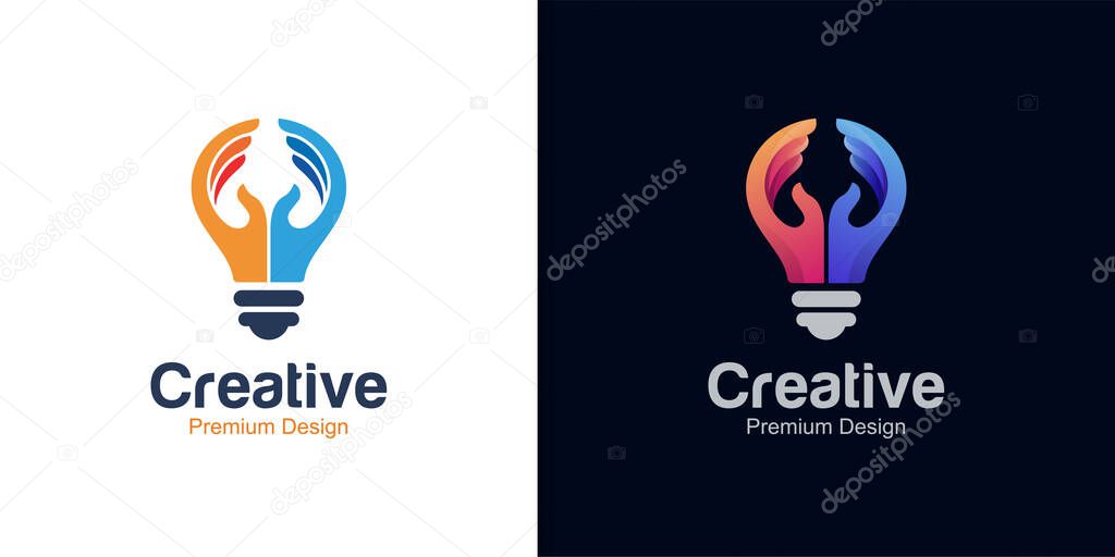 Creative idea imagination or innovation logo for life hack creativity hand made vector icon symbol