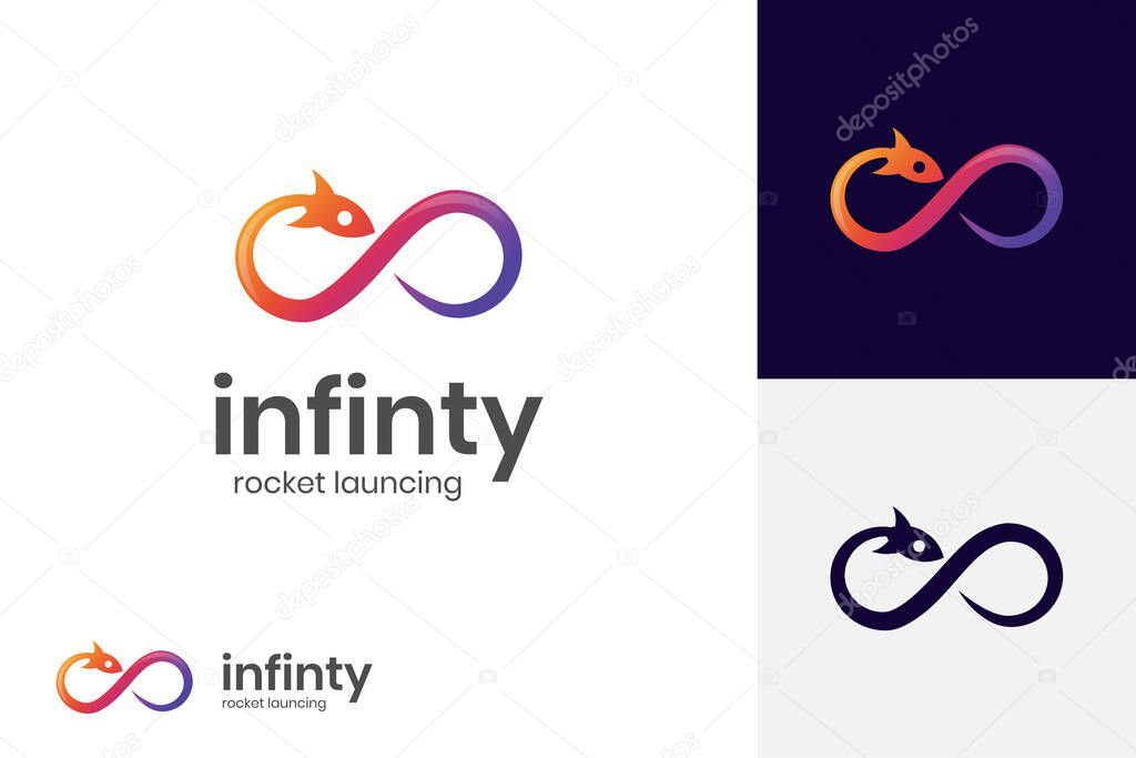 Infinity launch rocket logo icon design, rocket launch logo template for business technology identity