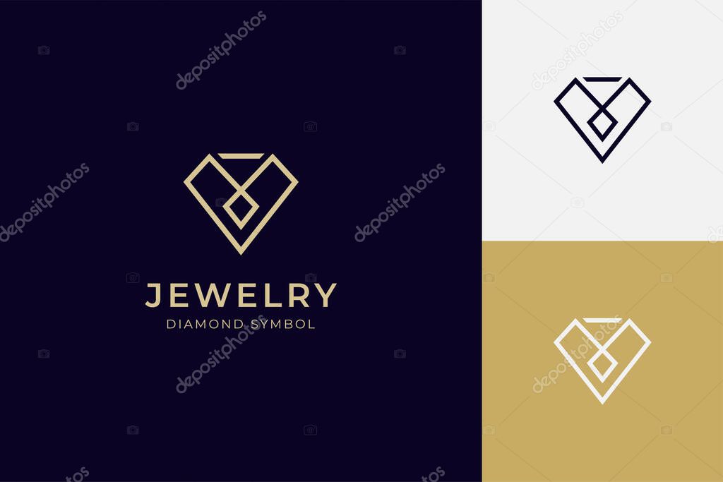 Luxury line diamond with jewelry elegant logo icon design concept for jewelry shop business identity logo illustration simple minimal linear style