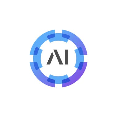 harf AI kimlik logosu tasarımı daire çok renkli şekil simge tasarımı unsuru, iş teknolojisi ve şirket kimliği için minimalist stil
