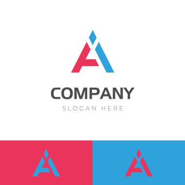 Üçgen şekil simge tasarımı ögesi ile AI kimlik logosu tasarımı, iş teknolojisi ve şirket kimliği için minimalist stil