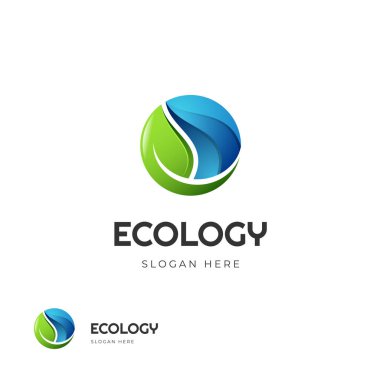Ekoloji dostu logo tasarımı illüstrasyonu, logo sembolü ve dünya çevre tasarımı kavramı