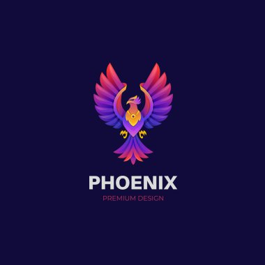 Harika Phoenix sineği gradyan logosu rengarenk tasarımlı