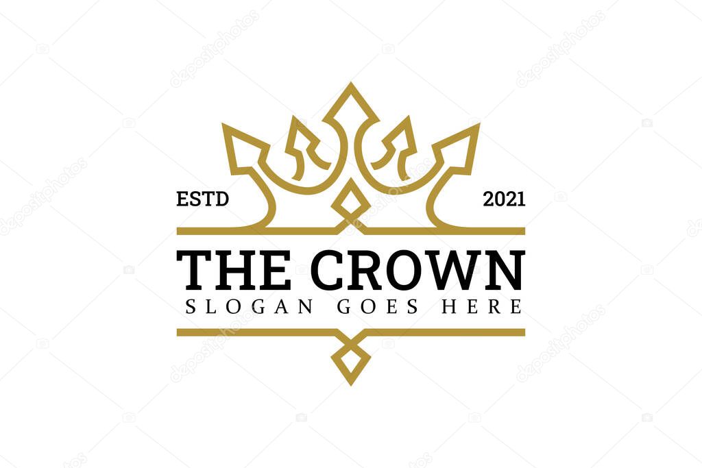 Luxury and elegant royal crown with arrow icon concept for king logo template