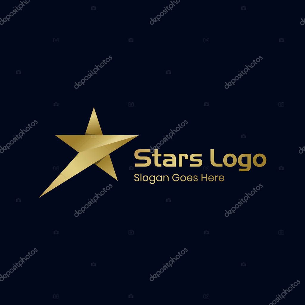 Luxury Gold Star logo design, abstract rising stars modern logo icon symbol graphic design element