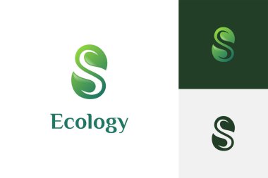 Bitkisel, doğa markası logo kimliği için yeşillik grafik sembollü S harfi yaprağı logo tasarımı