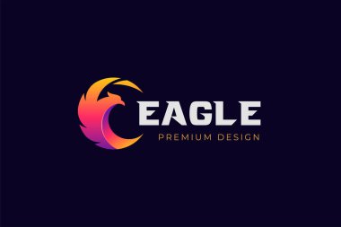 Marka veya kimlik etiketleme logosu şablonu için yuvarlak daire grafik sembollü kartal kanatları logo simgesi tasarımı