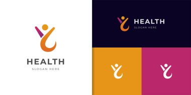 soyut insanlar sağlık logosu tasarımı mutlu insan sembolü ile yaşam tarzı genç logo sembolü