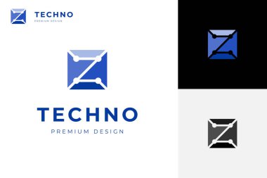 İlk harf Z logo sembolü, donanım, çip logosu sembollü devre tahtası simgesi tasarımı