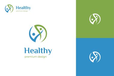 Sağlıklı yaşam insanları logo ikonu tasarımı. Aile sağlığı uygunluk vektör logosu sembolü