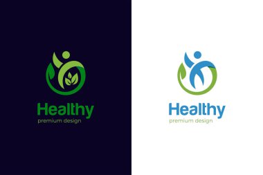 İnsanlar logo ikonu tasarımı yapar. Vücut bakımı fitness logosu sembolü için. sağlıklı yaşam vektör logosu tasarımı