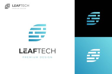 dijital yaprak teknolojisi logo ikonu tasarımı. modern doğa enerji logoları soyut logo şablonu