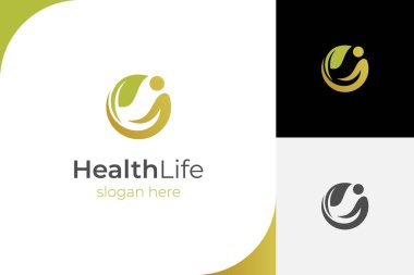 İnsanlar için çember şeklinde insan yaprağı logosu tasarımı sağlık logosu sembolü