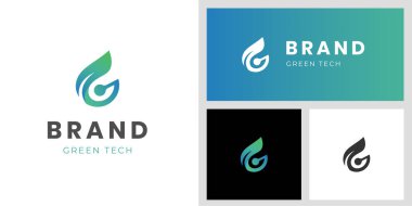 İş için yaprak logosu tasarımlı G harfi marka kimlik logosu simgesi başlat