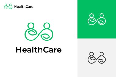 Sağlık yaşam tarzı logo illüstrasyon elementi için sonsuz insan logo ikonu tasarımı