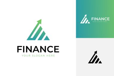 Kurumsal iş logosu şablonu, vektör illüstrasyonu için üçgen ok logo tasarımı ile mali büyüme