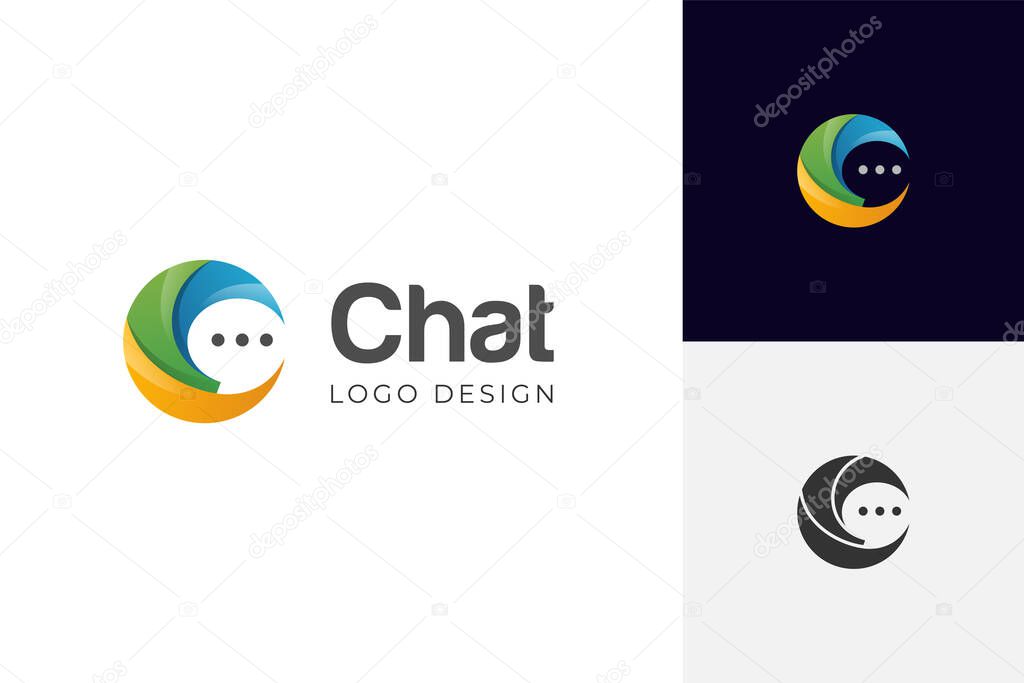 Letter C chat logo design for Communication logo, forms chat bubble colorful graphic idea vector template