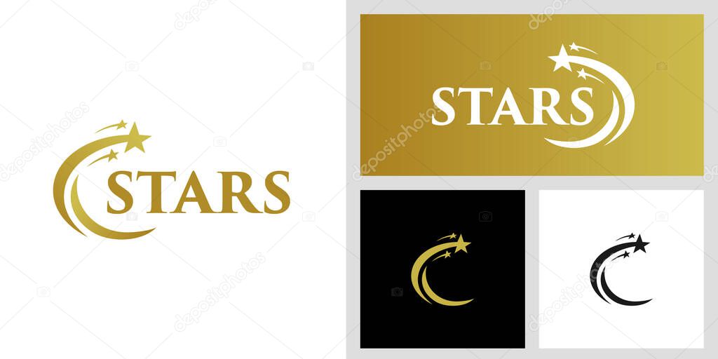 Luxury Star swoosh logo design with reaching concept idea, Elegant rising Star logotype design