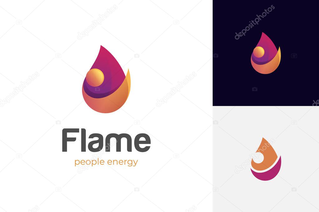 People energy fire simple logo gradient style for branding, burning power strong logo symbol