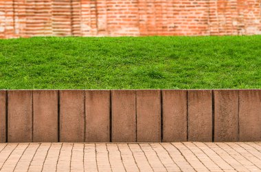 Sokak duvarı arka planı, endüstriyel arka plan, boş Grunge şehir sokağı tuğla depo duvarı.