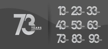 set anniversary logotype style with silver color on black background for celebration moment clipart