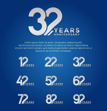 set anniversary silver color with slash on blue background can be use for celebration event clipart