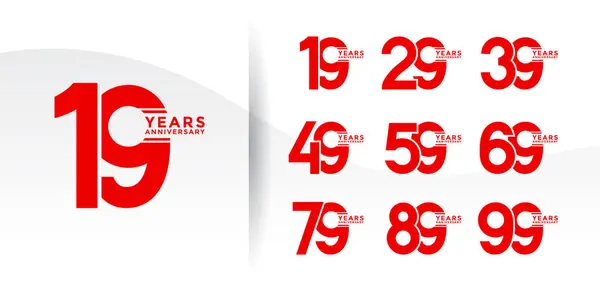 stock vector set anniversary logotype red flat color on white background for celebration moment