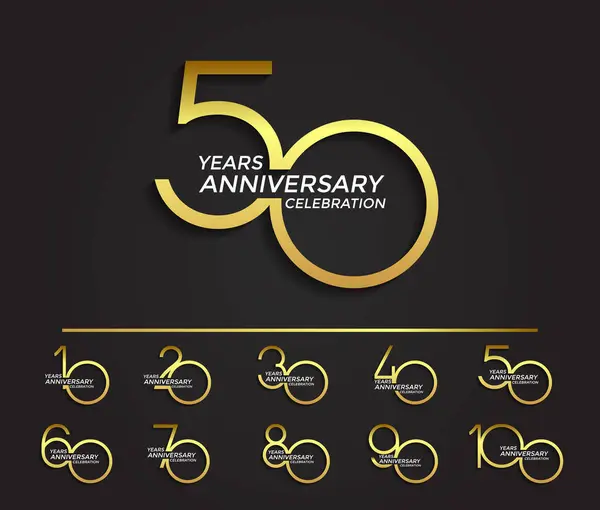 stock vector set of anniversary logotype golden color premium edition on black background for celebration