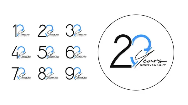 stock vector set of anniversary logo style black and blue color on white background for special celebration