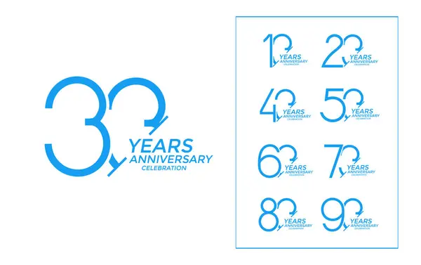 stock vector set of anniversary logo style blue color on white background for celebration event