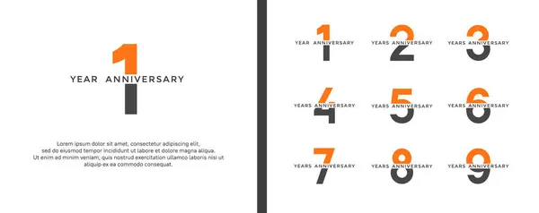 stock vector set of anniversary logo orange and black color on white background for celebration moment