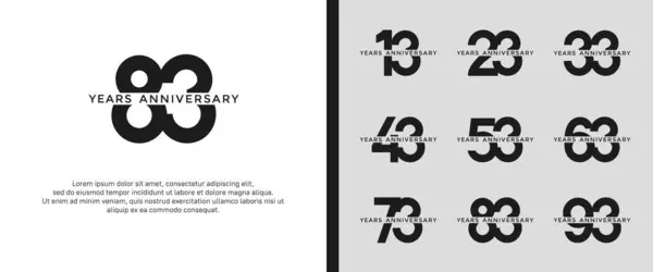 Stock vector set of anniversary logo black color on white background for celebration moment