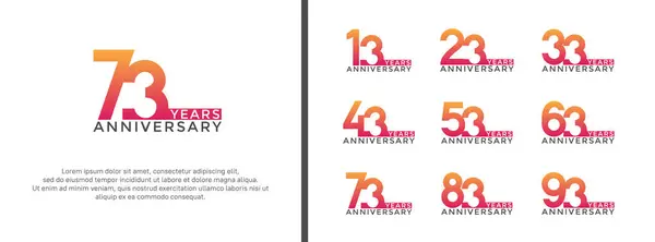 stock vector set of anniversary logo red orange color on white background for celebration moment