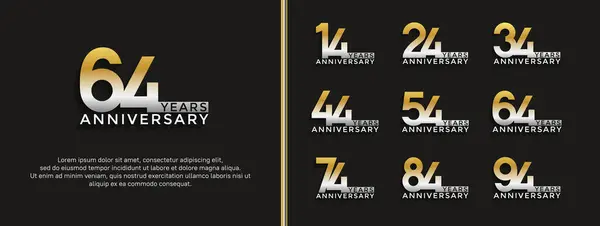 stock vector set of anniversary logo white gold color on black background for celebration moment