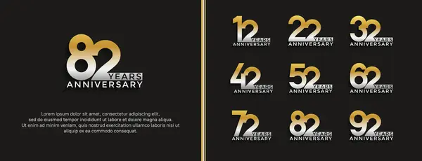 stock vector set of anniversary logo white gold color on black background for celebration moment