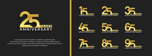 stock vector set of anniversary logotype golden color on black background for celebration moment