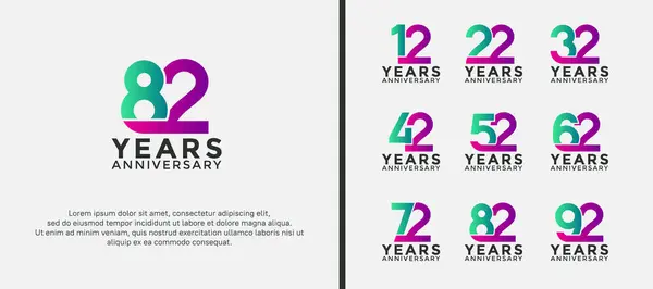 stock vector set of anniversary logotype purple and green color on white background for celebration moment