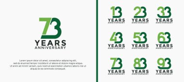 set of anniversary logotype green color on white background for celebration moment clipart