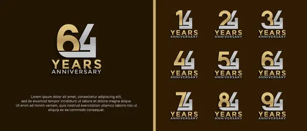 stock vector set of anniversary logotype silver and gold color on brown background for celebration moment